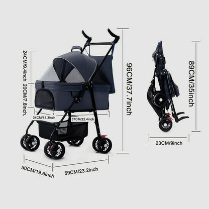 TG-PS001 2-in-1 Dog Cat Cart Going Out Pet Carrier Stroller Portable Foldable Trolley