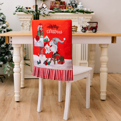 Christmas Pattern Dining Chair Slipcover Cloth Sleeve Chair Back Cover Protector for Home Dining Room