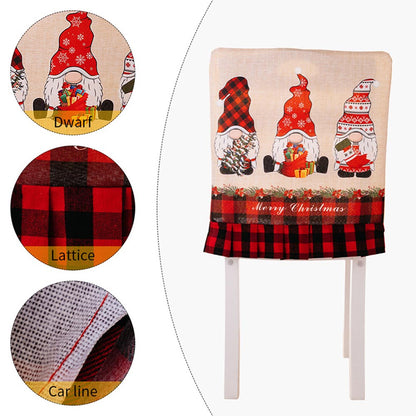 Christmas Pattern Dining Chair Slipcover Cloth Sleeve Chair Back Cover Protector for Home Dining Room