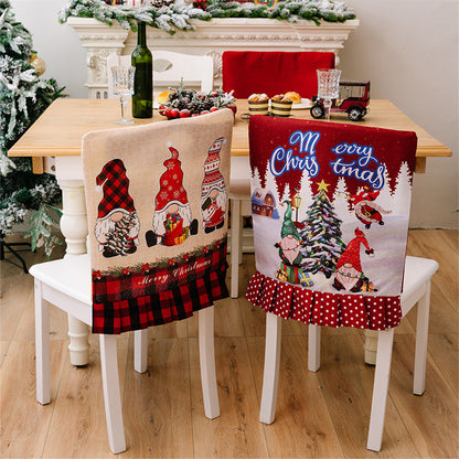 Christmas Pattern Dining Chair Slipcover Cloth Sleeve Chair Back Cover Protector for Home Dining Room