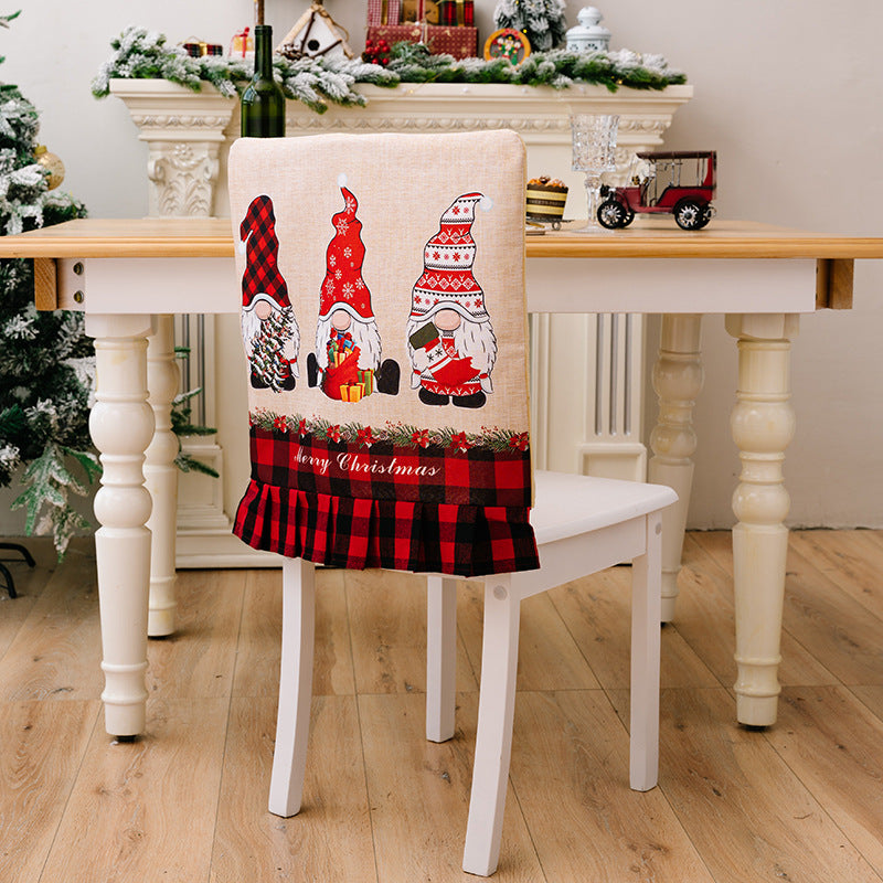 Christmas Pattern Dining Chair Slipcover Cloth Sleeve Chair Back Cover Protector for Home Dining Room