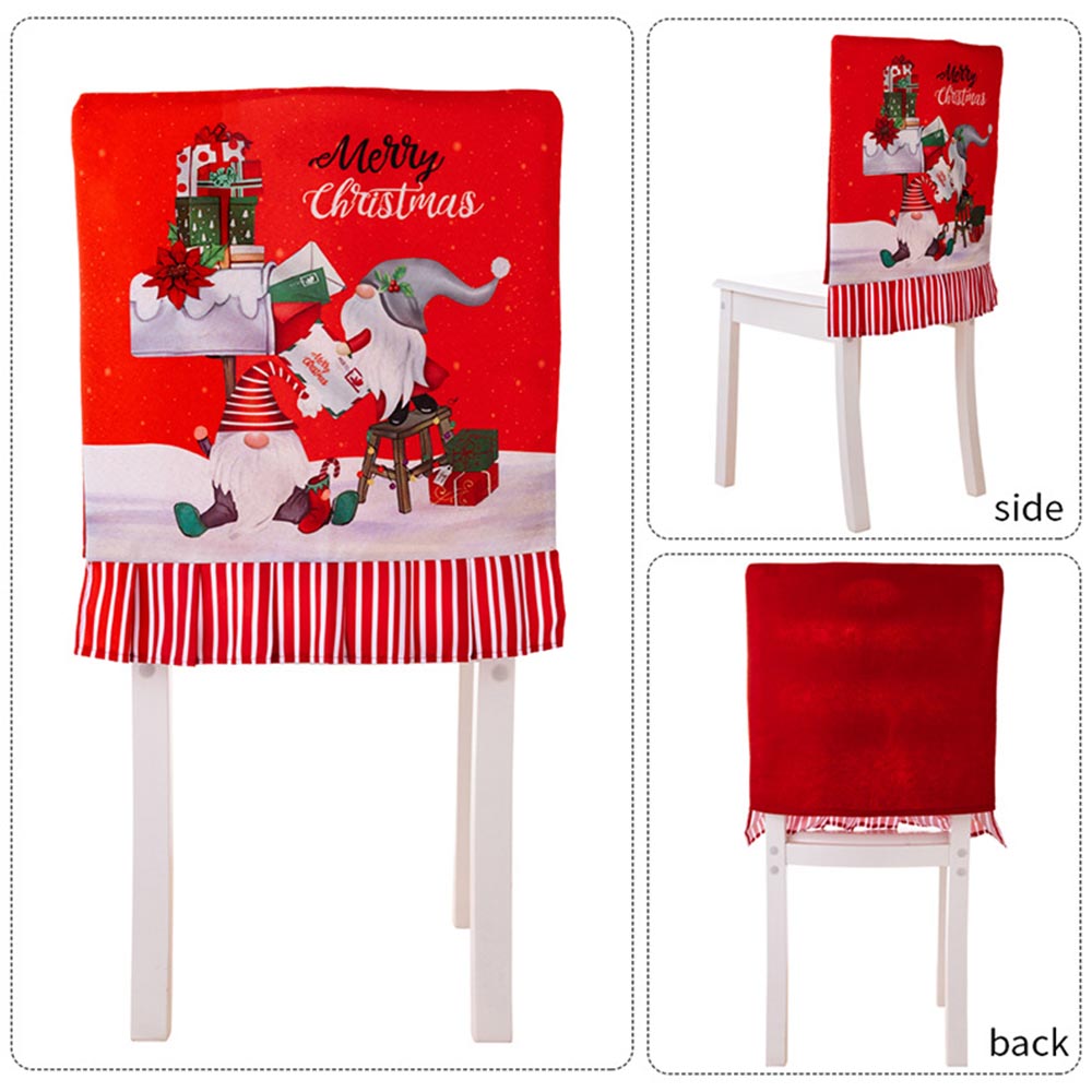 Christmas Pattern Dining Chair Slipcover Cloth Sleeve Chair Back Cover Protector for Home Dining Room