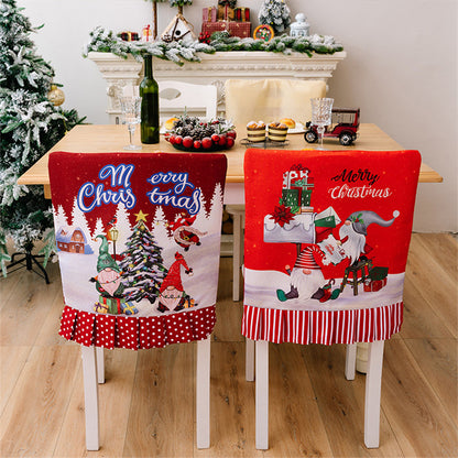 Christmas Pattern Dining Chair Slipcover Cloth Sleeve Chair Back Cover Protector for Home Dining Room