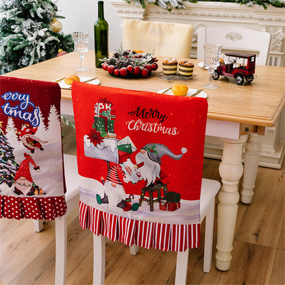 Christmas Pattern Dining Chair Slipcover Cloth Sleeve Chair Back Cover Protector for Home Dining Room