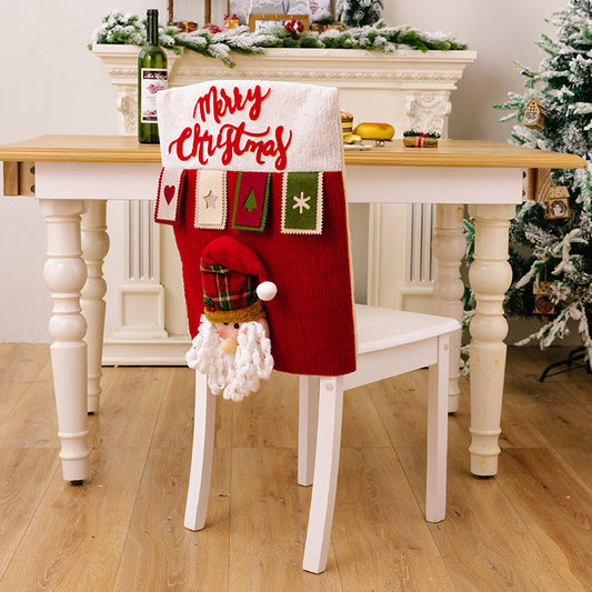 Cute Cartoon Decor Christmas Dining Chair Slipcover Cloth Sleeve Chair Back Cover Protector for Home Dining Room