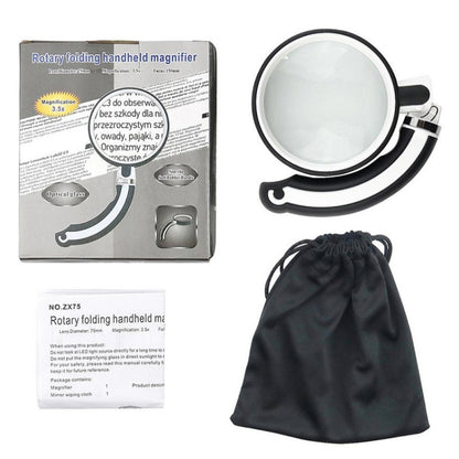 ZX75 75mm Lens 3.5X Magnifier ABS+Rubber+Glass Loupe Insect Observation Reading Folding Magnifying Glass