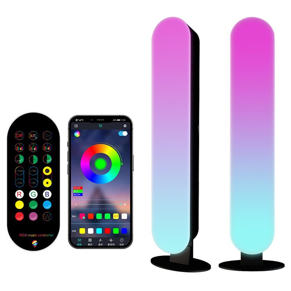 2PCS Bluetooth RGB Light Bar Color Changing Night Lamp Ambiance Music Sync TV Backlight with 24-key Remote Control