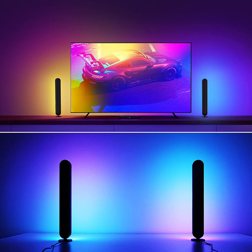 2PCS Bluetooth RGB Light Bar Color Changing Night Lamp Ambiance Music Sync TV Backlight with 24-key Remote Control