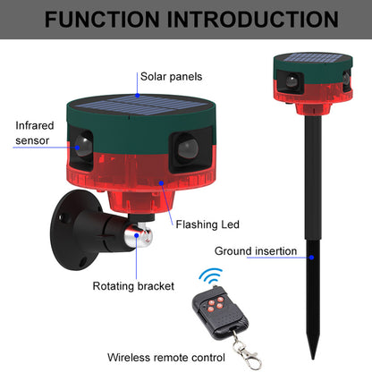 N911S Outdoor Solar Repeller Remote Infrared Human Sensor Recordable Animal Repeller Warning Light