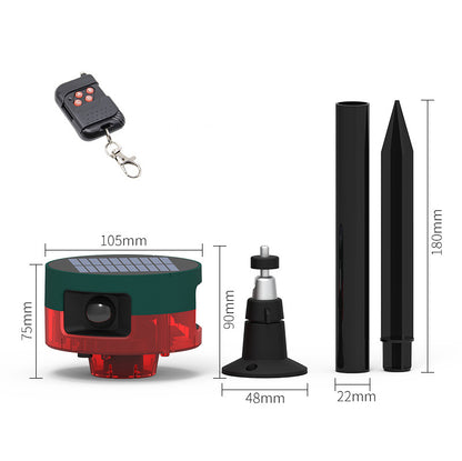 N911S Outdoor Solar Repeller Remote Infrared Human Sensor Recordable Animal Repeller Warning Light