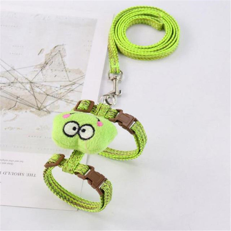 Size S Cartoon Animal Design Nylon Pet Harness Leash Adjustable Dog Cat Walking Lead Leash