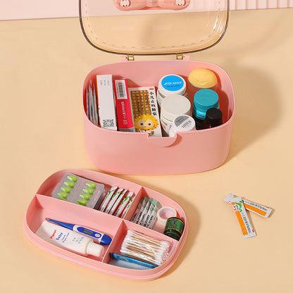 Home PP+ABS Medicine Storage Box Dual-Layer Pill Organization Case Vitamins Medications Organizer