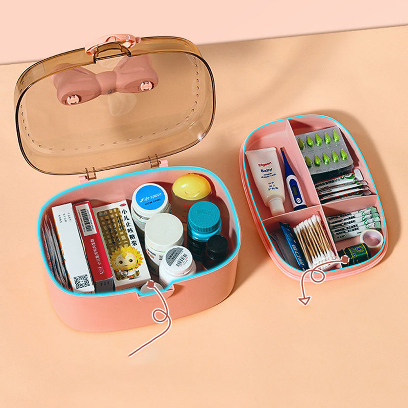 Home PP+ABS Medicine Storage Box Dual-Layer Pill Organization Case Vitamins Medications Organizer