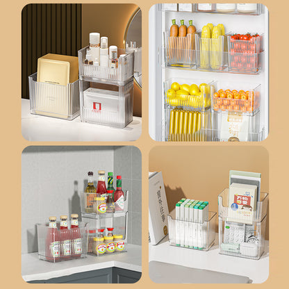 Fridge Side Door Storage Container PET Refrigerator Organizer Box, Double Layer / Size L (No FDA Certificate, BPA Free)