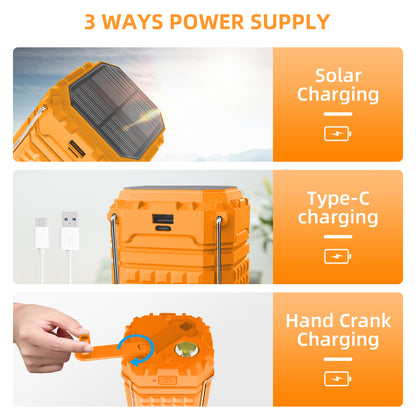 Portable Solar Hand Crank Camping Light 3000mAh Power Bank Outdoor Emergency Phone Charger