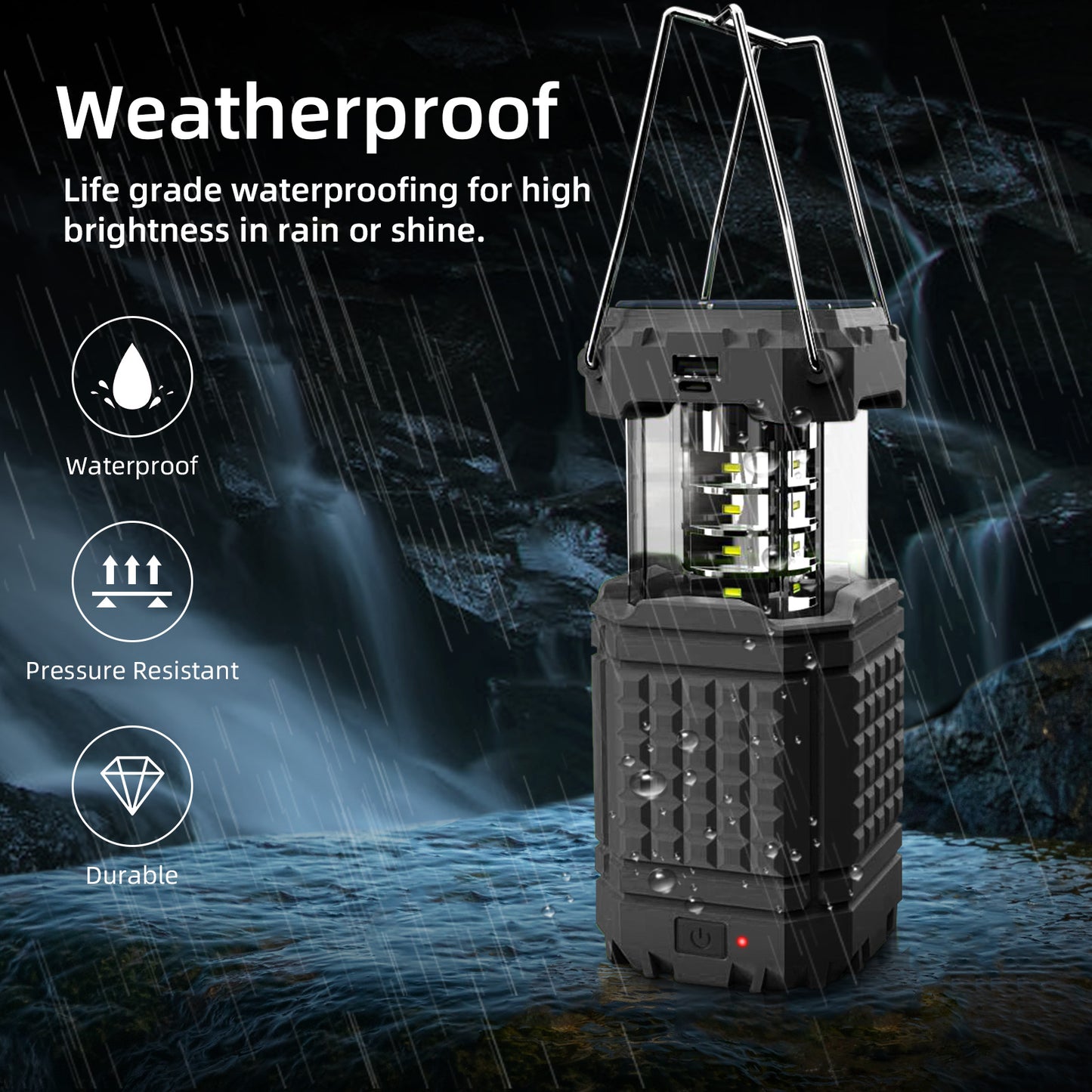 Portable Solar Hand Crank Camping Light 3000mAh Power Bank Outdoor Emergency Phone Charger