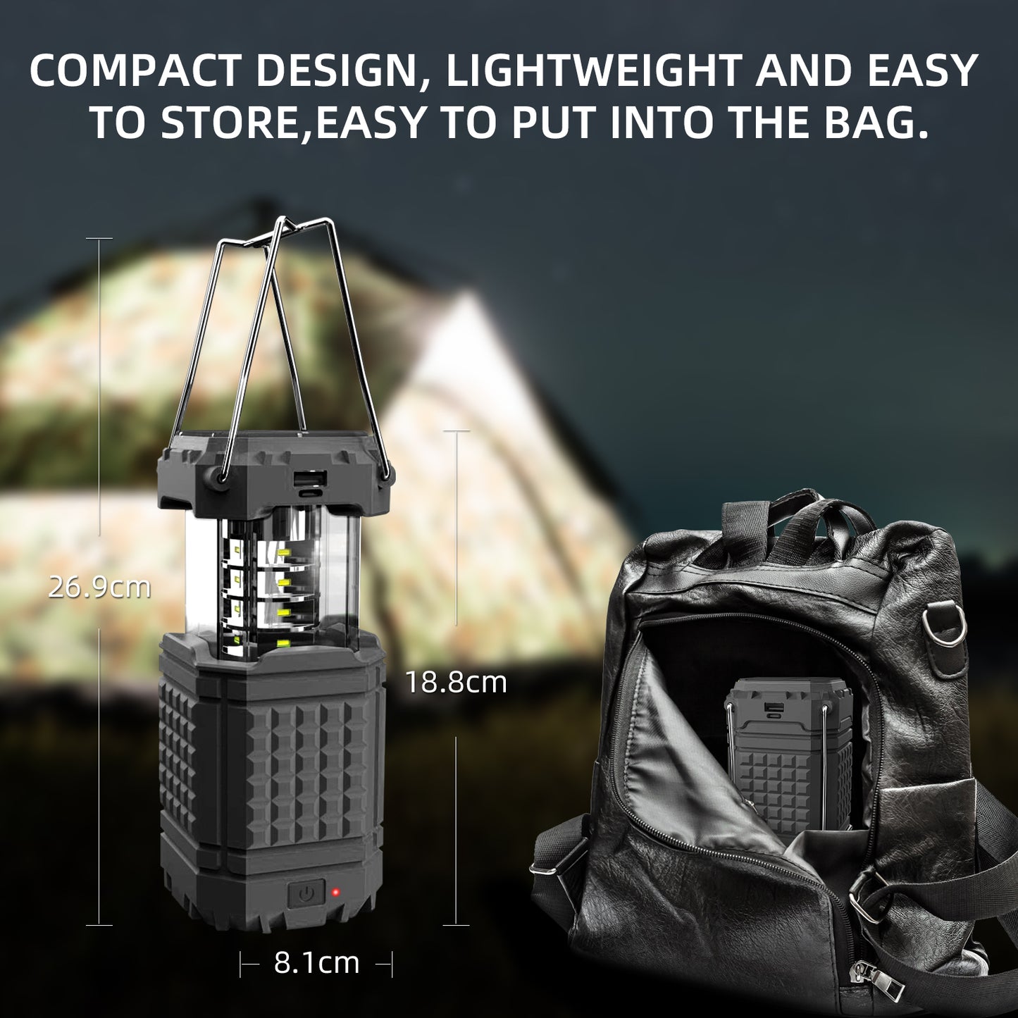 Portable Solar Hand Crank Camping Light 3000mAh Power Bank Outdoor Emergency Phone Charger