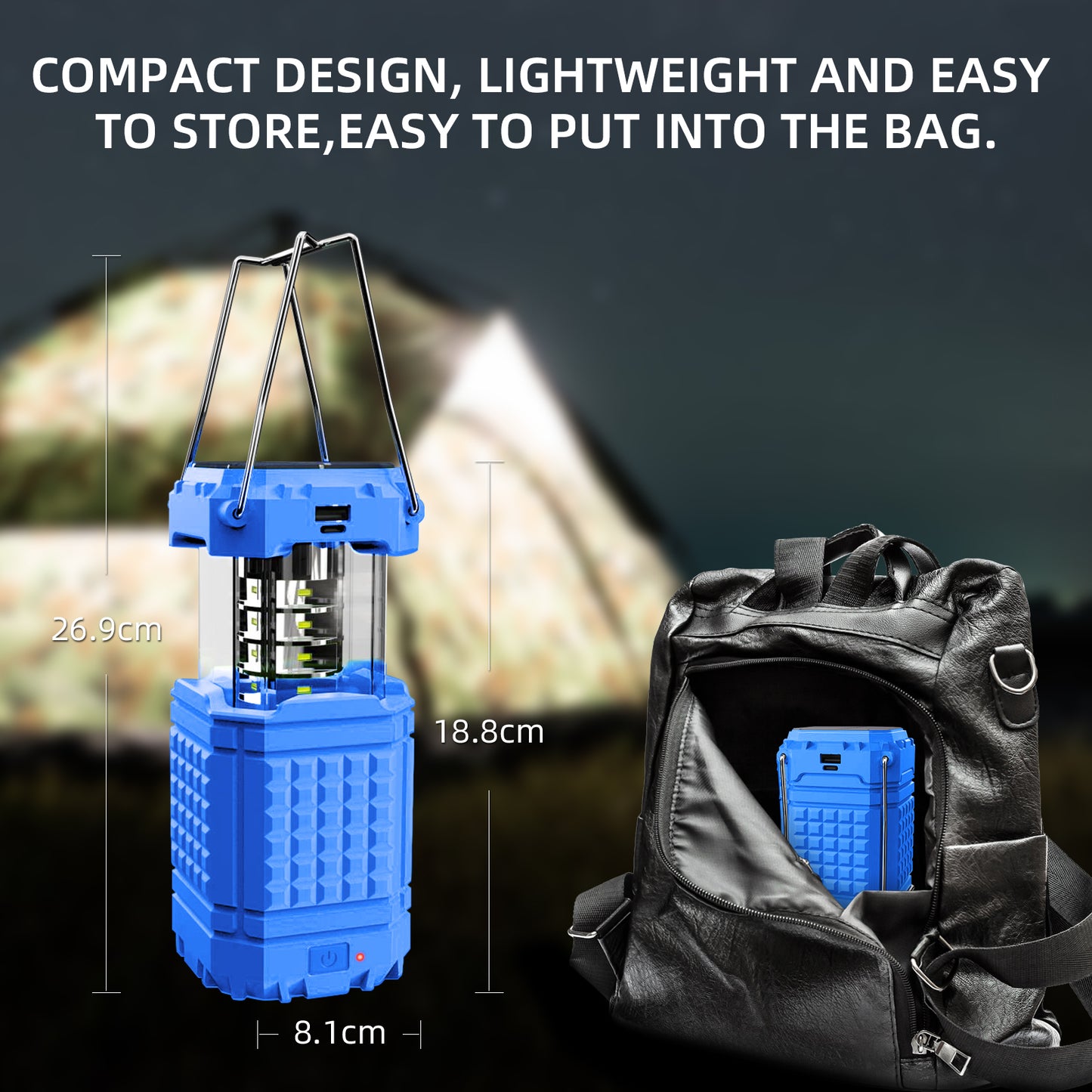 Portable Solar Hand Crank Camping Light 3000mAh Power Bank Outdoor Emergency Phone Charger