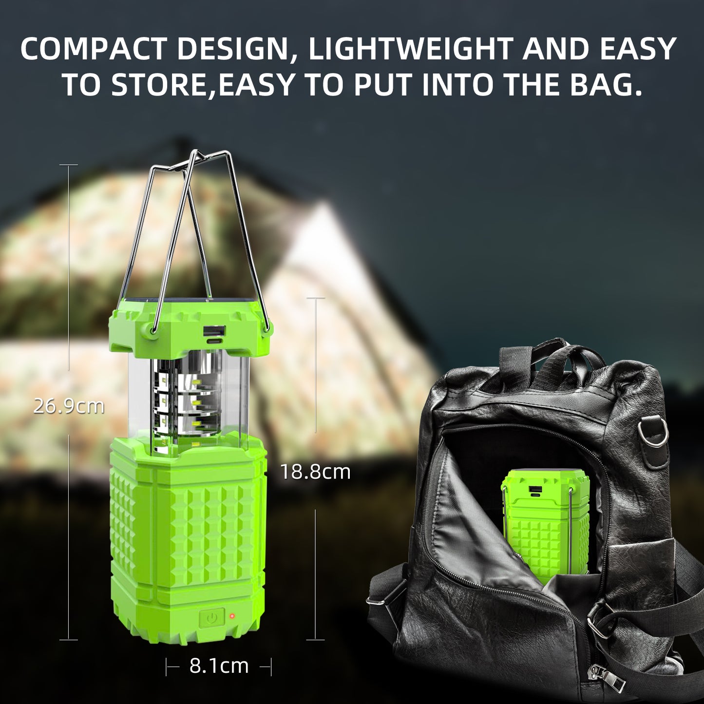 Portable Solar Hand Crank Camping Light 3000mAh Power Bank Outdoor Emergency Phone Charger