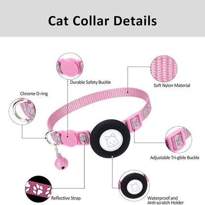 Protective Case for AirTag Reflective Pet Collar GPS Tracker Silicone Cover with Bell and Anti-lost Pendant