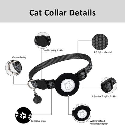 Protective Case for AirTag Reflective Pet Collar GPS Tracker Silicone Cover with Bell and Anti-lost Pendant