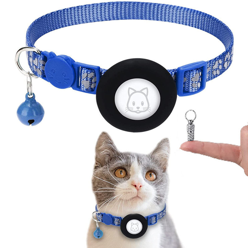 Protective Case for AirTag Reflective Pet Collar GPS Tracker Silicone Cover with Bell and Anti-lost Pendant