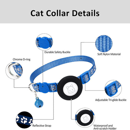 Protective Case for AirTag Reflective Pet Collar GPS Tracker Silicone Cover with Bell and Anti-lost Pendant