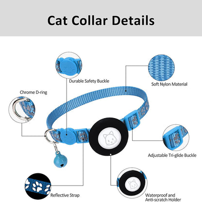 Protective Case for AirTag Reflective Pet Collar GPS Tracker Silicone Cover with Bell and Anti-lost Pendant