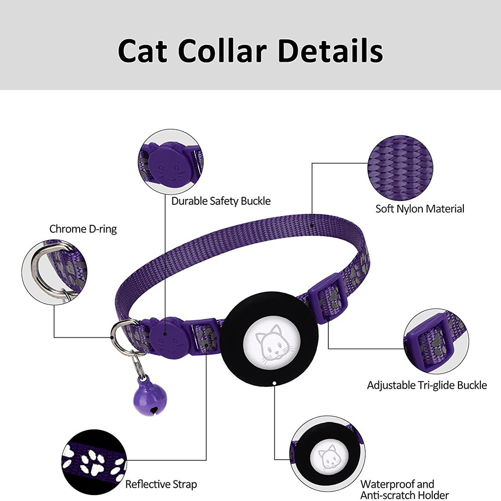 Protective Case for AirTag Reflective Pet Collar GPS Tracker Silicone Cover with Bell and Anti-lost Pendant