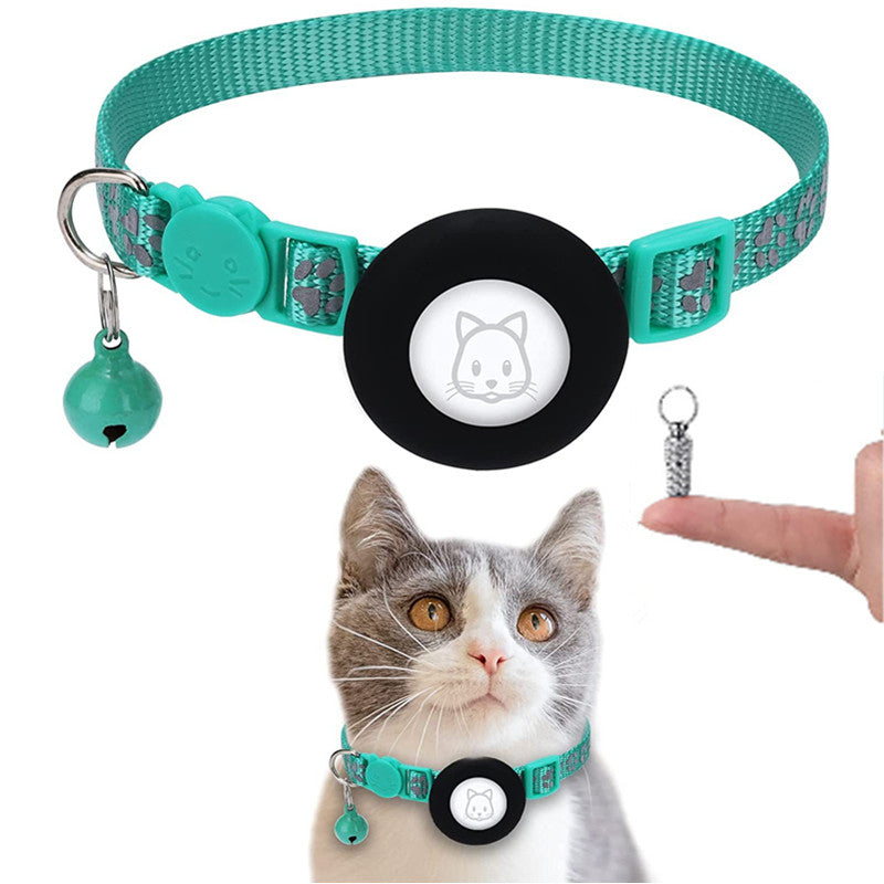 Protective Case for AirTag Reflective Pet Collar GPS Tracker Silicone Cover with Bell and Anti-lost Pendant