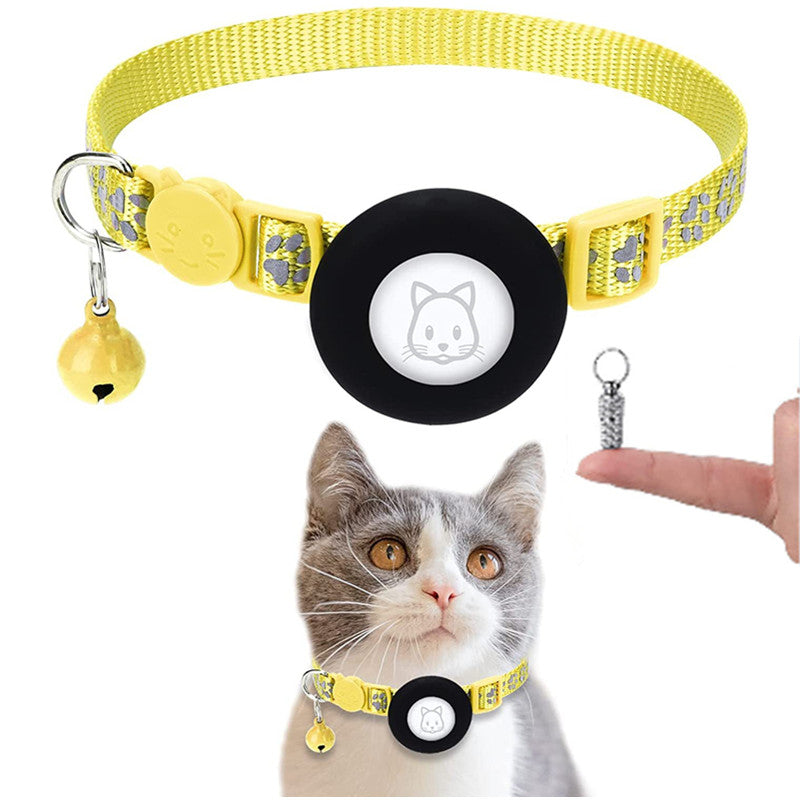 Protective Case for AirTag Reflective Pet Collar GPS Tracker Silicone Cover with Bell and Anti-lost Pendant