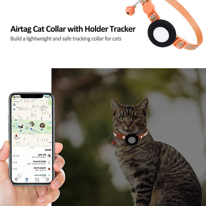 Protective Case for AirTag Reflective Pet Collar GPS Tracker Silicone Cover with Bell and Anti-lost Pendant