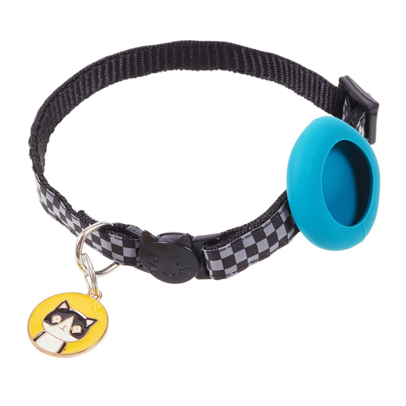 Soft Nylon Dog Collar for Airtag Reflective Adjustable Pet Collar with Silicone Case and Pendant