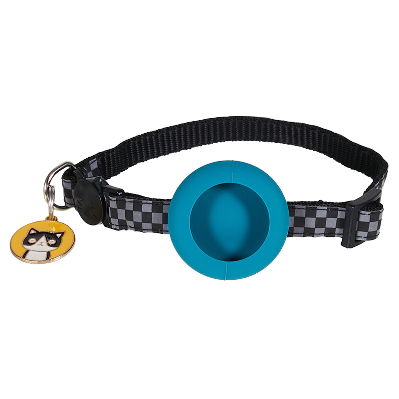 Soft Nylon Dog Collar for Airtag Reflective Adjustable Pet Collar with Silicone Case and Pendant