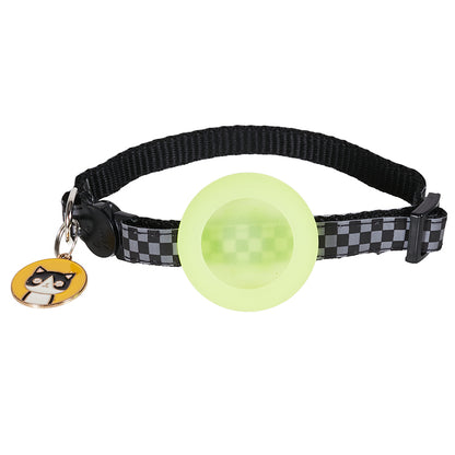 Soft Nylon Dog Collar for Airtag Reflective Adjustable Pet Collar with Silicone Case and Pendant