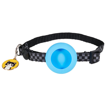 Soft Nylon Dog Collar for Airtag Reflective Adjustable Pet Collar with Silicone Case and Pendant