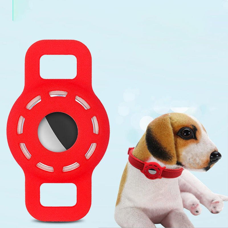 Fishbone Pattern Adjustable Pet Collar Silicone Case for AirTag GPS Cats Dogs Collar with Bell