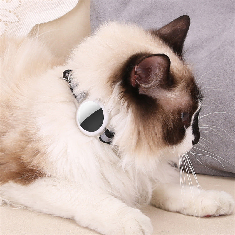 Silicone Case for AirTag Reflective Nylon Pet Collar GPS Tracker Cover with Bell Pendant