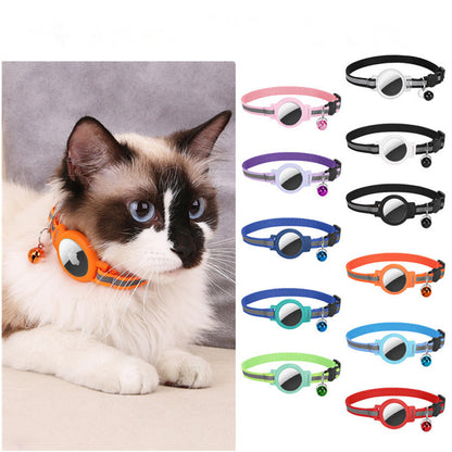 Silicone Case for AirTag Reflective Nylon Pet Collar GPS Tracker Cover with Bell Pendant