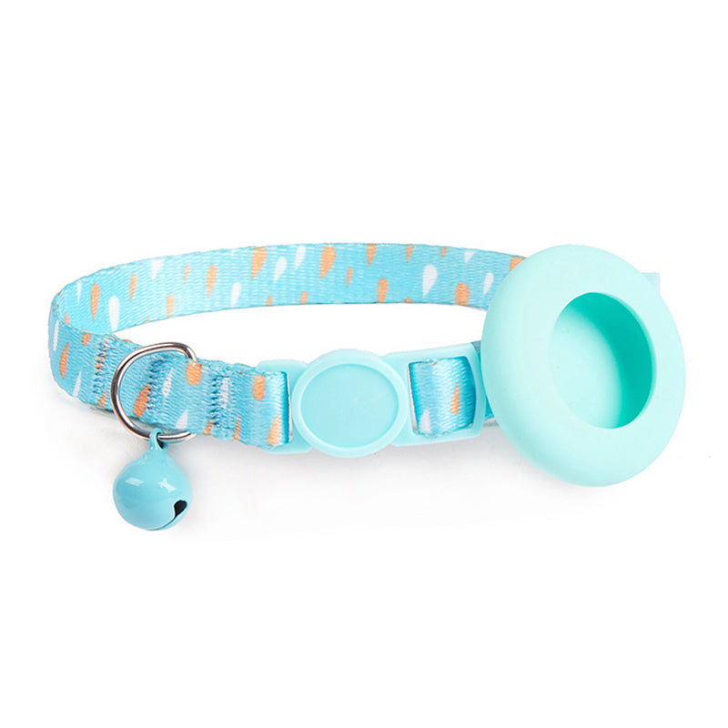 Adjustable Pet Collar with Silicone Case for AirTag Locator Bell Design Pattern Printing Cats Dogs Collar