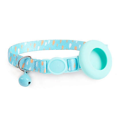 Adjustable Pet Collar with Silicone Case for AirTag Locator Bell Design Pattern Printing Cats Dogs Collar