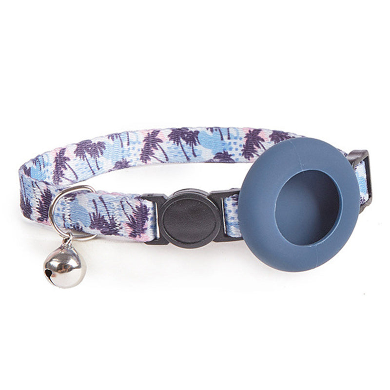 Adjustable Pet Collar with Silicone Case for AirTag Locator Bell Design Pattern Printing Cats Dogs Collar