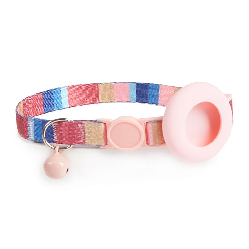 Adjustable Pet Collar with Silicone Case for AirTag Locator Bell Design Pattern Printing Cats Dogs Collar