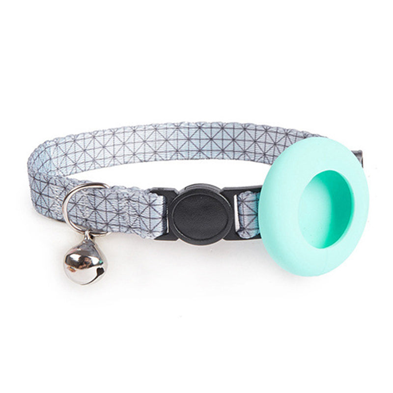 Adjustable Pet Collar with Silicone Case for AirTag Locator Bell Design Pattern Printing Cats Dogs Collar