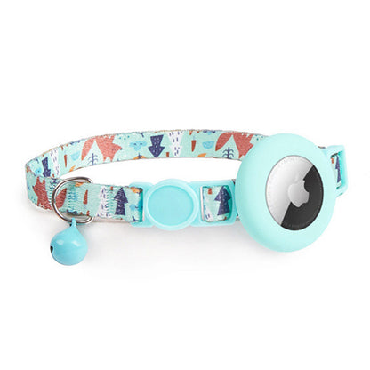 Adjustable Pet Collar with Silicone Case for AirTag Locator Bell Design Pattern Printing Cats Dogs Collar