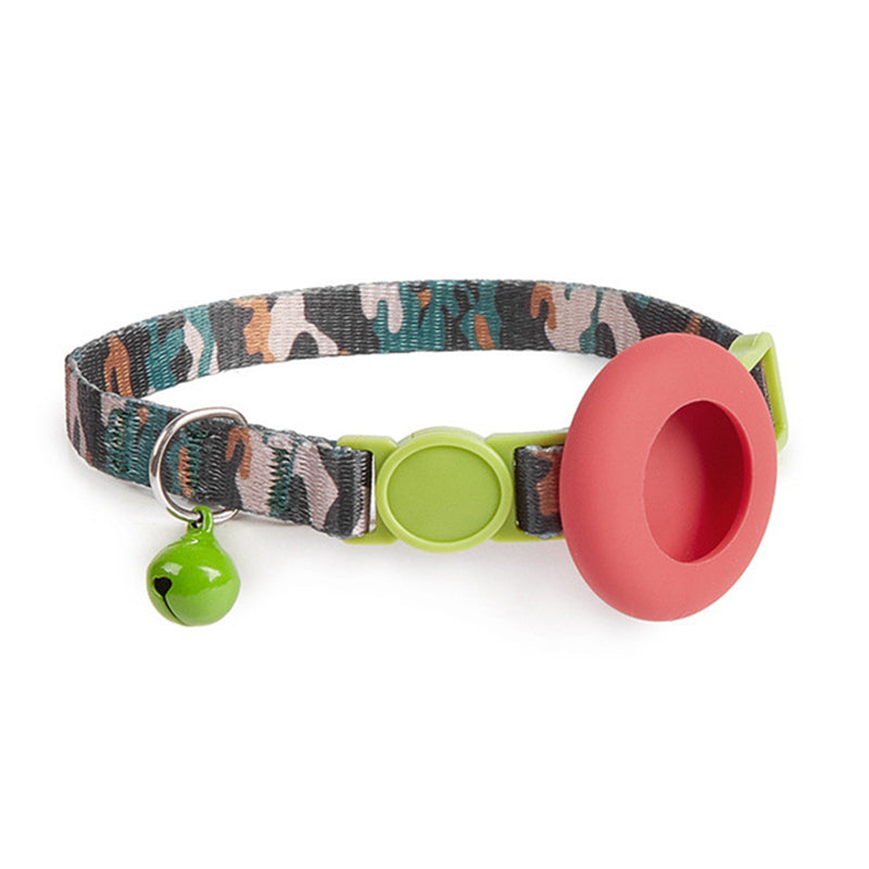 Adjustable Pet Collar with Silicone Case for AirTag Locator Bell Design Pattern Printing Cats Dogs Collar