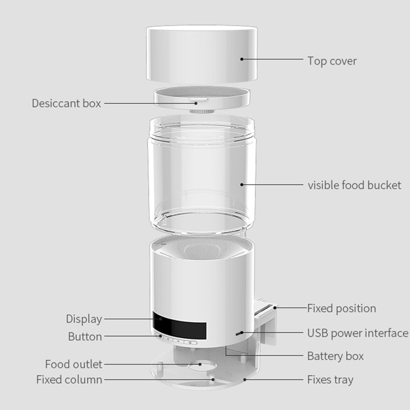 O2 Smart Fish Feeder LED Screen Digital Display Automatic Fish Feeder Fish Food Dispenser for Fish Tank