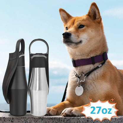 Pet Dog Outdoor Water Bottle Travel Stainless Steel Water Cup Portable Drinking Kettle ST (BPA Free, No FDA Certificate)