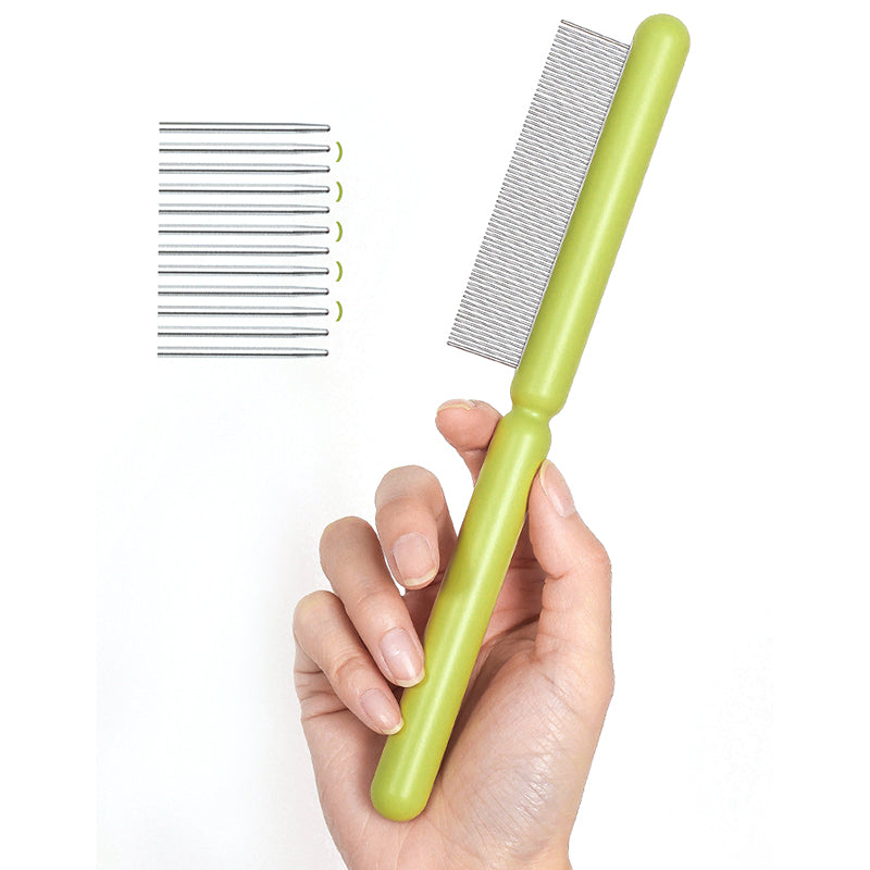 AIWO Pet Comb Stainless Steel Coarse Teeth Cat Dog Grooming Comb Tool for Removing Matted Fur, Knots and Tangles