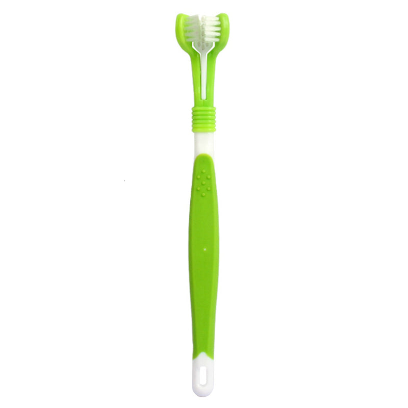 HISTOTREE Pet Dog Cat 3-Head Toothbrush Plastic+Nylon Oral Care Teeth Cleaning Tool (BPA-Free, No FDA Certified)